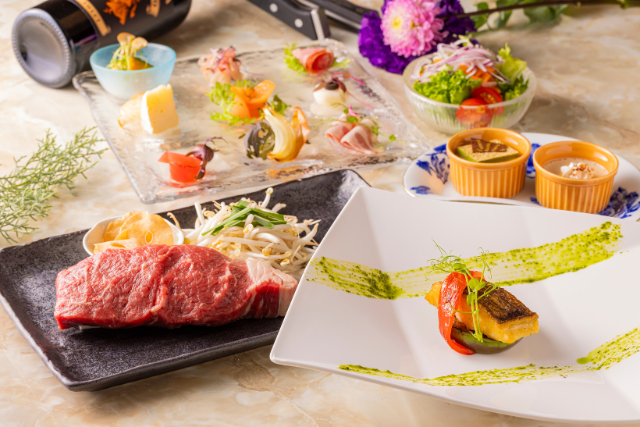 北海道産テンダーロインとお魚のコース