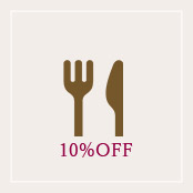 10% off on restaurant charges for overnight guests *Excludes breakfast