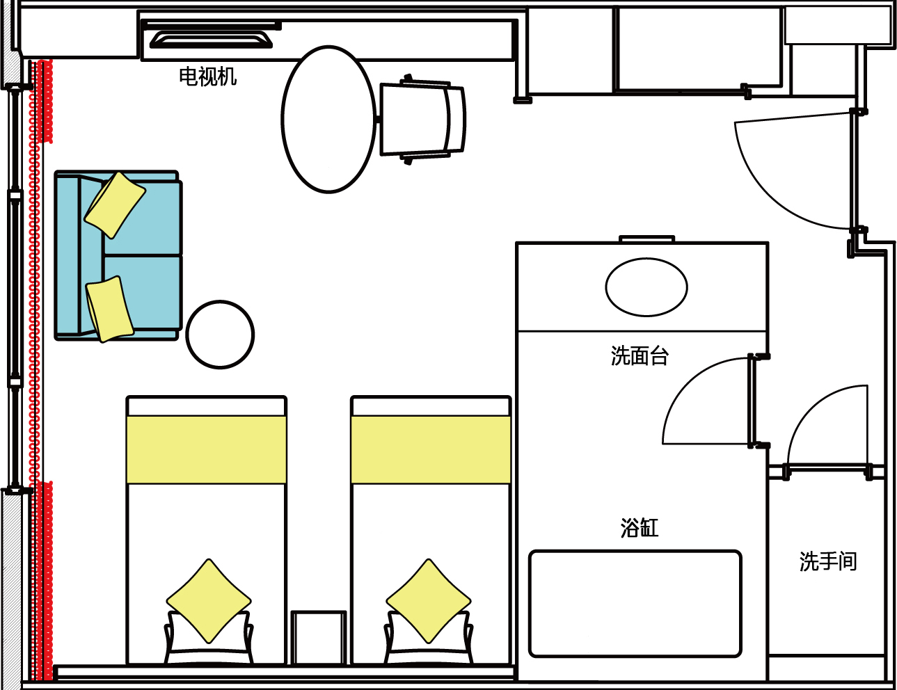 豪华双床客房